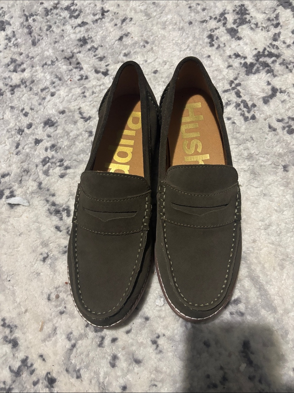 Hush Puppies Men's Olive Suede Penny Loafers